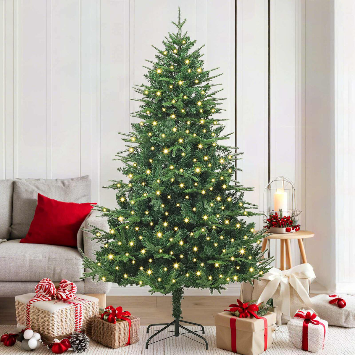 Artificial Pre-lit Christmas Tree with Ball Set 180 cm Green with 300 LEDs