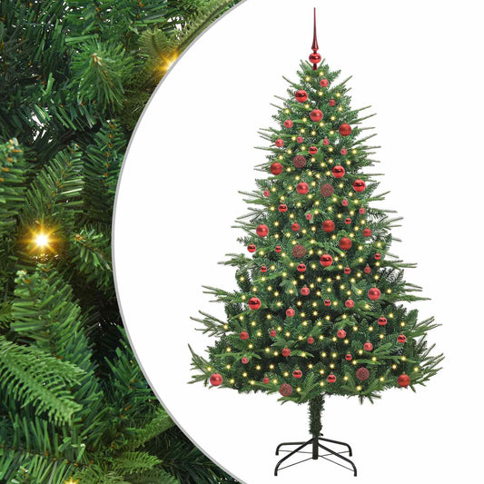 vidaXL Artificial Pre-lit Christmas Tree with Ball Set Green 180 cm 2