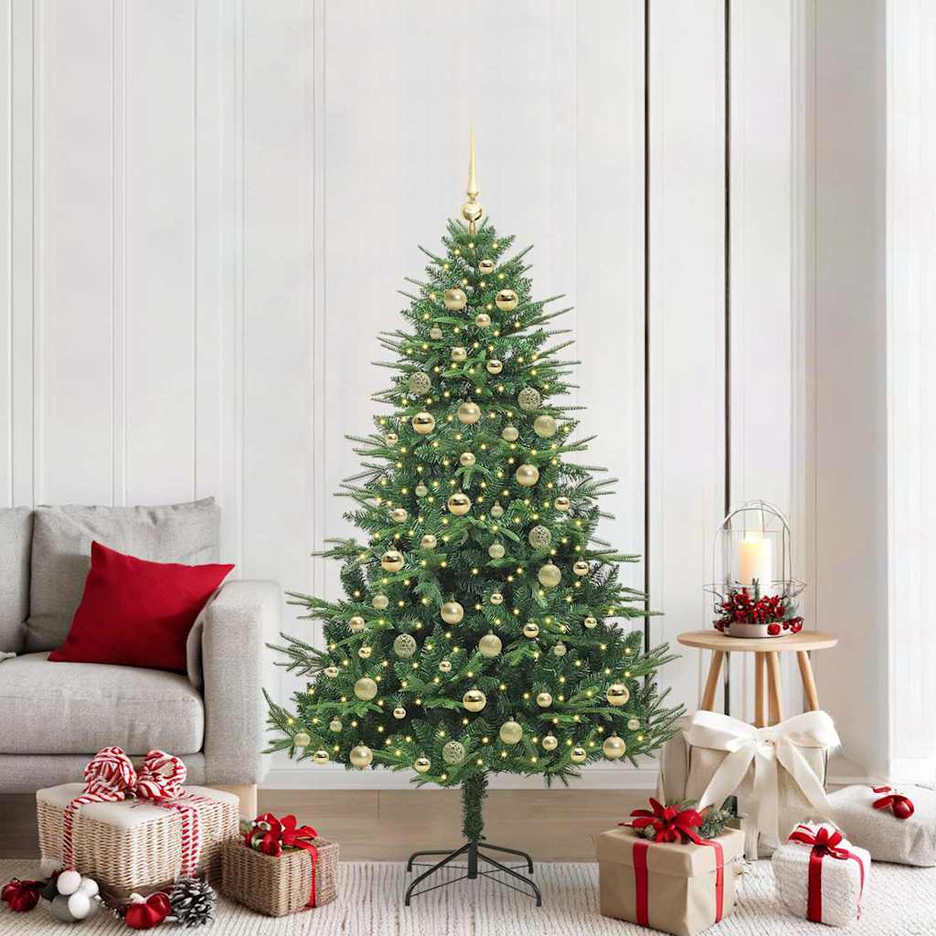 Artificial Pre-lit Christmas Tree with Ball Set 180 cm Green with 300 LEDs &120 golden balls
