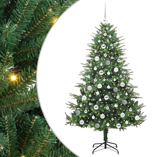 vidaXL Artificial Pre-lit Christmas Tree with Ball Set Green 180 cm 2