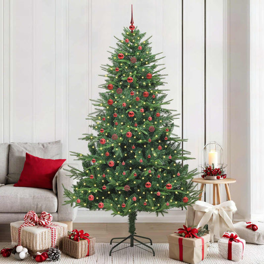vidaXL Artificial Pre-lit Christmas Tree with Ball Set Green 210 cm 1