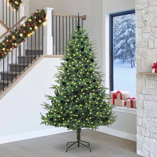 Artificial Pre-lit Christmas Tree with Ball Set 240 cm Green with 300 LEDs &120 black balls