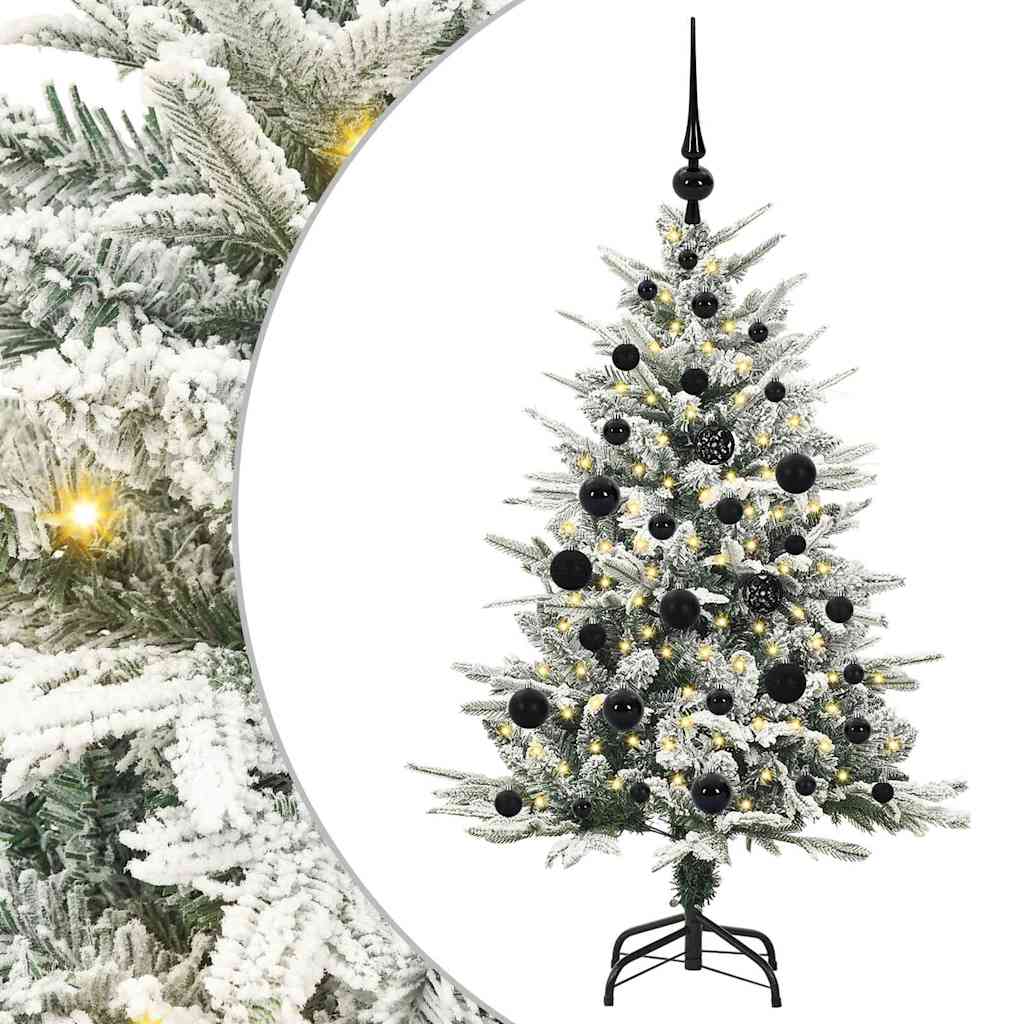 Artificial Pre-lit Christmas Tree with Ball Set Green 120 cm Green and White with 150 LEDs &61 black balls