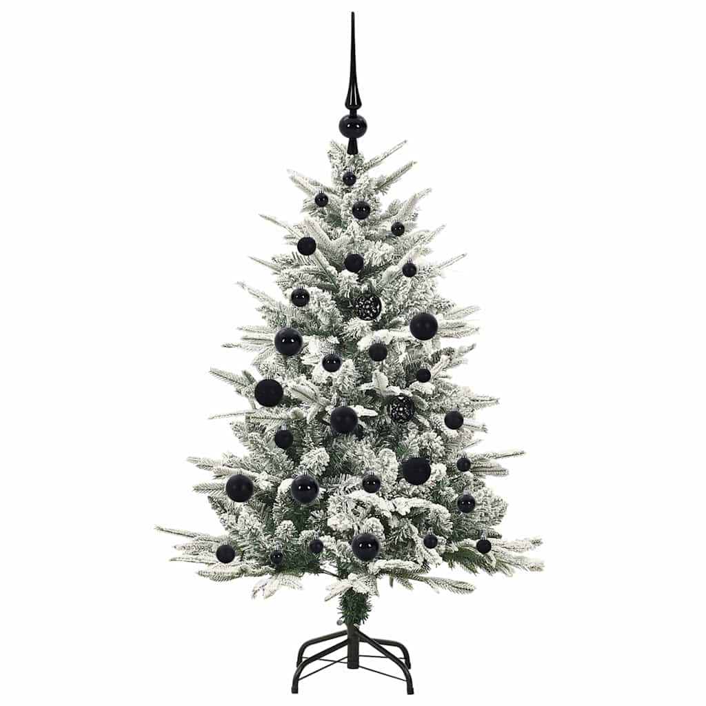 Artificial Pre-lit Christmas Tree with Ball Set Green 120 cm Green and White with 150 LEDs &61 black balls