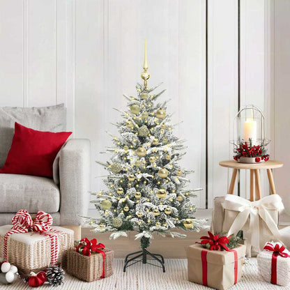 Artificial Pre-lit Christmas Tree with Ball Set Green 120 cm Green and White with 150 LEDs &61 golden balls