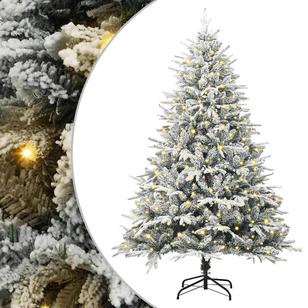 Artificial Pre-lit Christmas Tree with Ball Set Green 180 cm Green and White with 300 LEDs