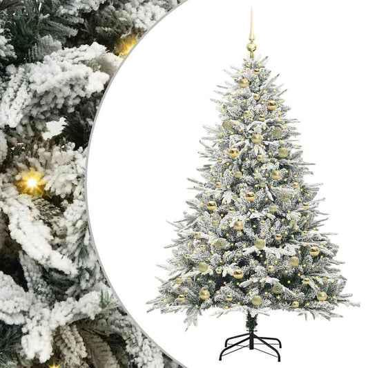 vidaXL Artificial Pre-lit Christmas Tree with Ball Set Green 180 cm 2