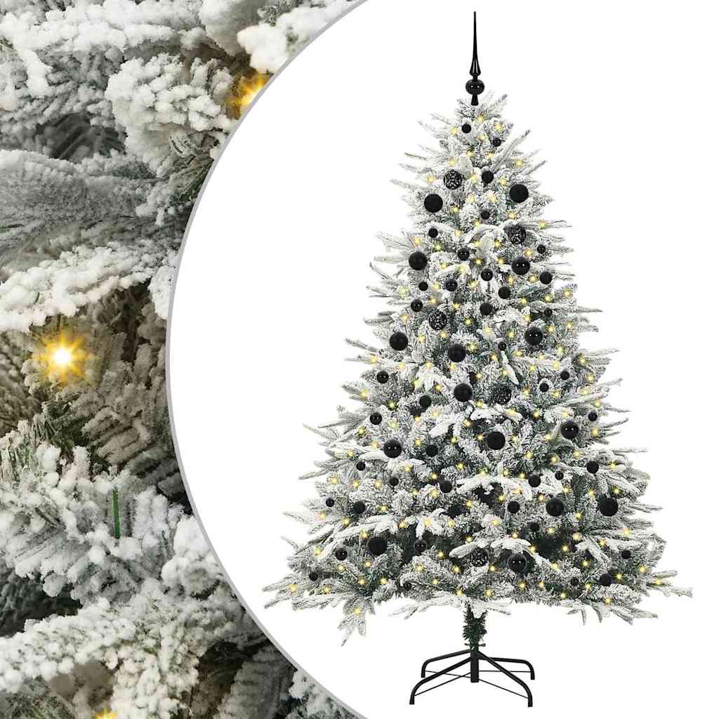 vidaXL Artificial Pre-lit Christmas Tree with Ball Set Green 210 cm 2
