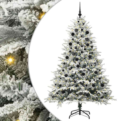 vidaXL Artificial Pre-lit Christmas Tree with Ball Set Green 210 cm 2