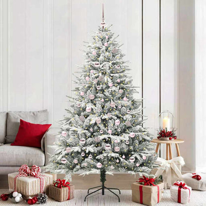 vidaXL Artificial Pre-lit Christmas Tree with Ball Set Green 210 cm 1