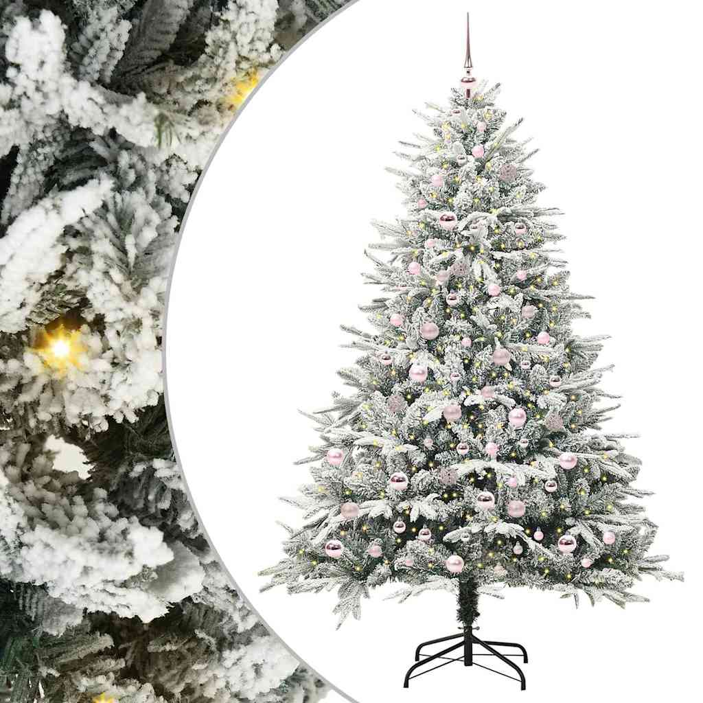 vidaXL Artificial Pre-lit Christmas Tree with Ball Set Green 210 cm 2