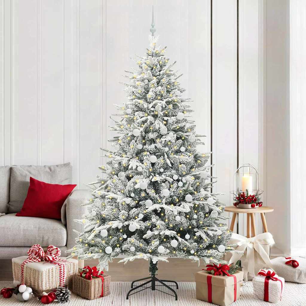 vidaXL Artificial Pre-lit Christmas Tree with Ball Set Green 210 cm 1