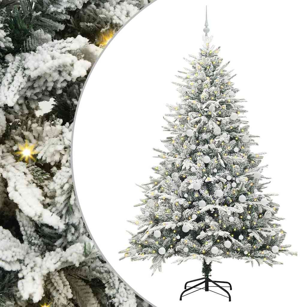 vidaXL Artificial Pre-lit Christmas Tree with Ball Set Green 210 cm 2