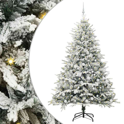 vidaXL Artificial Pre-lit Christmas Tree with Ball Set Green 210 cm 2