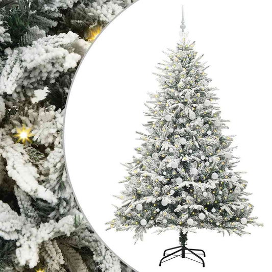 vidaXL Artificial Pre-lit Christmas Tree with Ball Set Green 210 cm 2