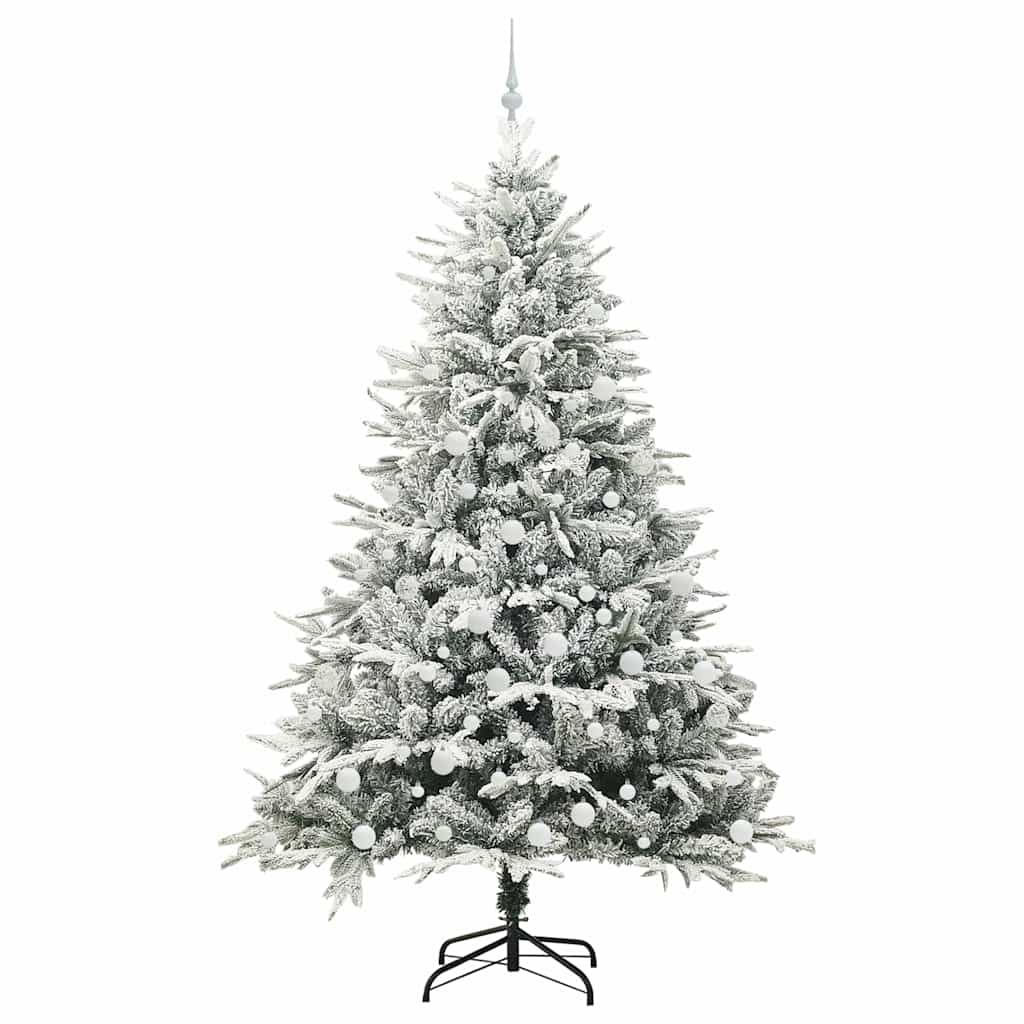 vidaXL Artificial Pre-lit Christmas Tree with Ball Set Green 210 cm 4