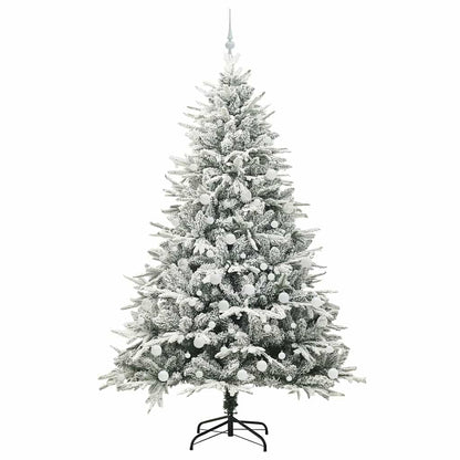 vidaXL Artificial Pre-lit Christmas Tree with Ball Set Green 210 cm 4