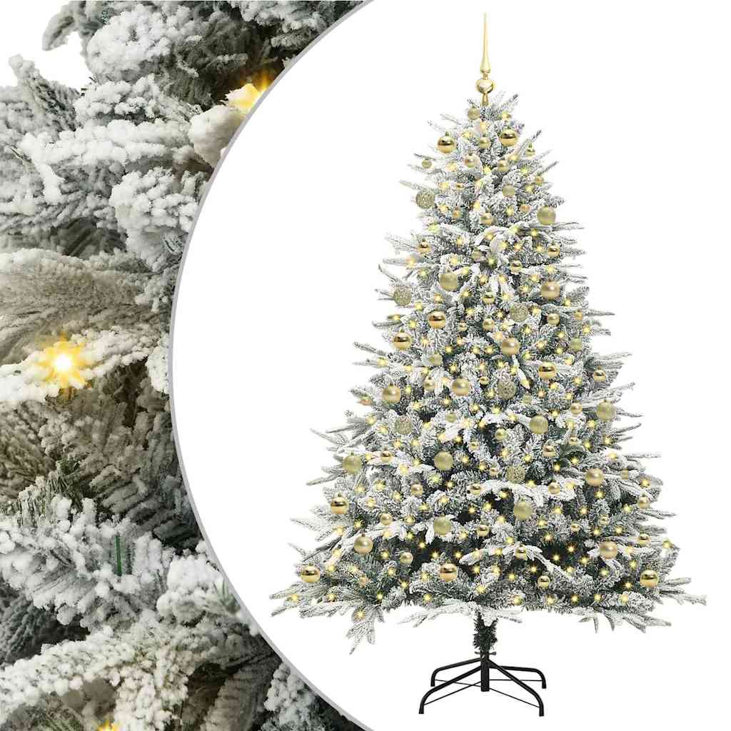 vidaXL Artificial Pre-lit Christmas Tree with Ball Set Green 210 cm 2