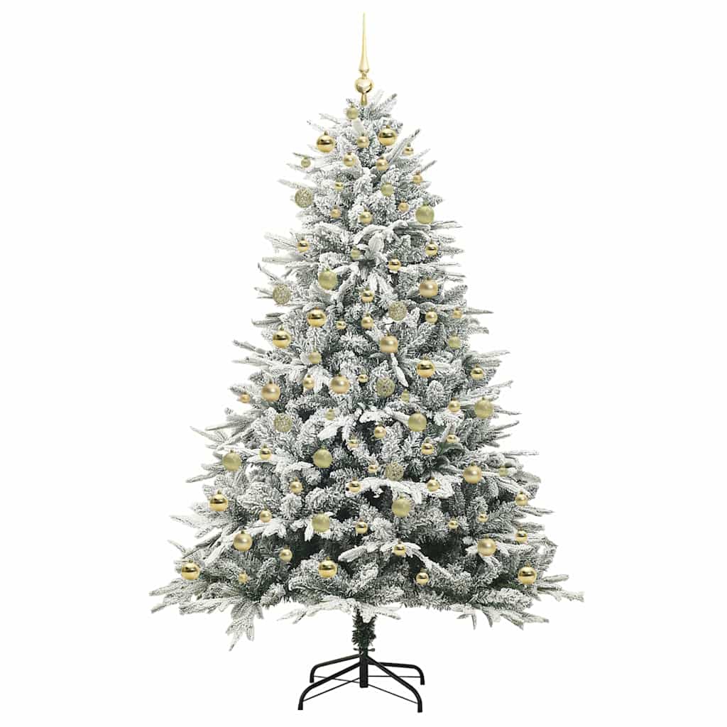 vidaXL Artificial Pre-lit Christmas Tree with Ball Set Green 210 cm 4