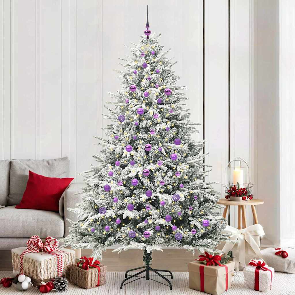 vidaXL Artificial Pre-lit Christmas Tree with Ball Set Green 210 cm 1
