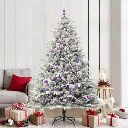 vidaXL Artificial Pre-lit Christmas Tree with Ball Set Green 210 cm 1