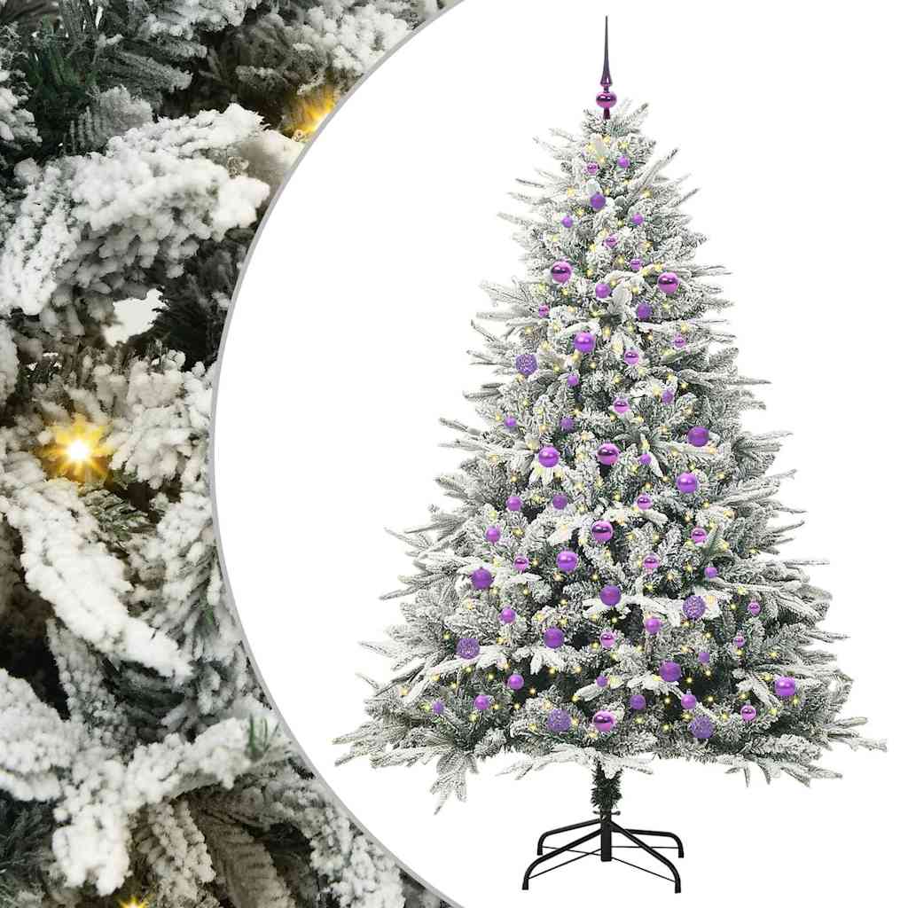 vidaXL Artificial Pre-lit Christmas Tree with Ball Set Green 210 cm 2