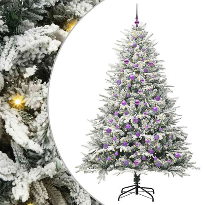 vidaXL Artificial Pre-lit Christmas Tree with Ball Set Green 210 cm 2