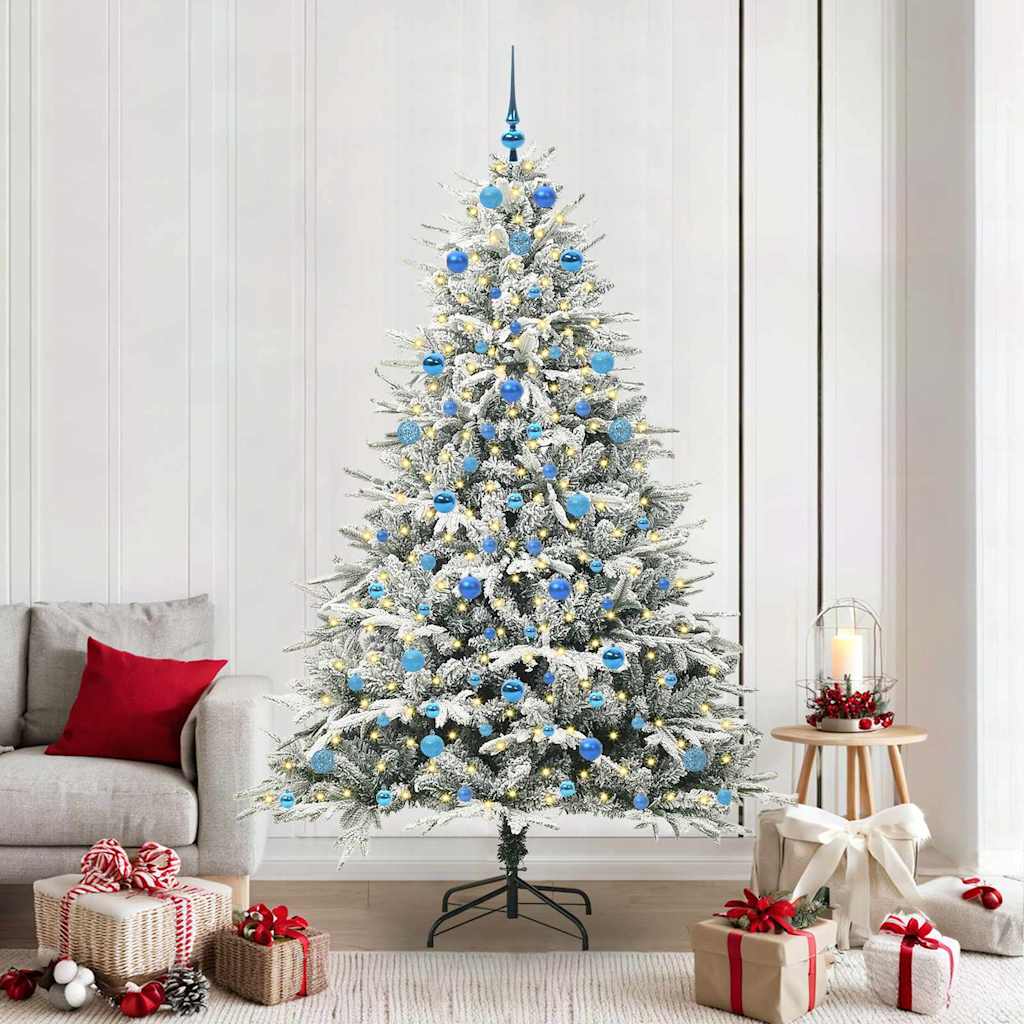 vidaXL Artificial Pre-lit Christmas Tree with Ball Set Green 210 cm 1