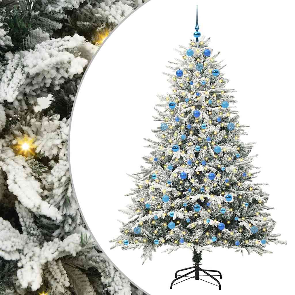 vidaXL Artificial Pre-lit Christmas Tree with Ball Set Green 210 cm 2