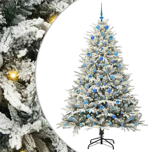 vidaXL Artificial Pre-lit Christmas Tree with Ball Set Green 210 cm 2