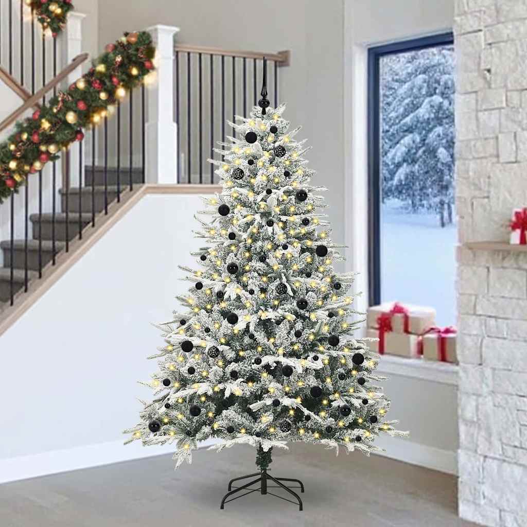 vidaXL Artificial Pre-lit Christmas Tree with Ball Set Green 240 cm 1