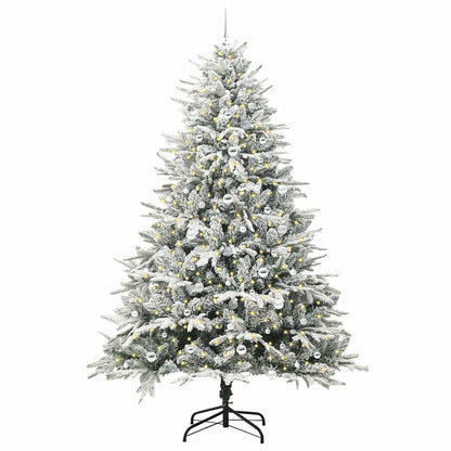 Artificial Pre-lit Christmas Tree with Ball Set Green 240 cm Green and white Width 240 cm with 300 LEDs &120 silver balls