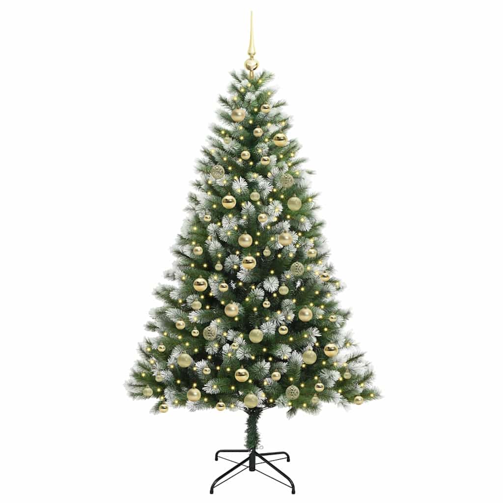vidaXL Artificial Hinged Christmas Tree with Flocked Snow 300 LEDs 3