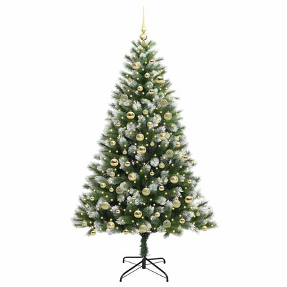 vidaXL Artificial Hinged Christmas Tree with Flocked Snow 300 LEDs 3