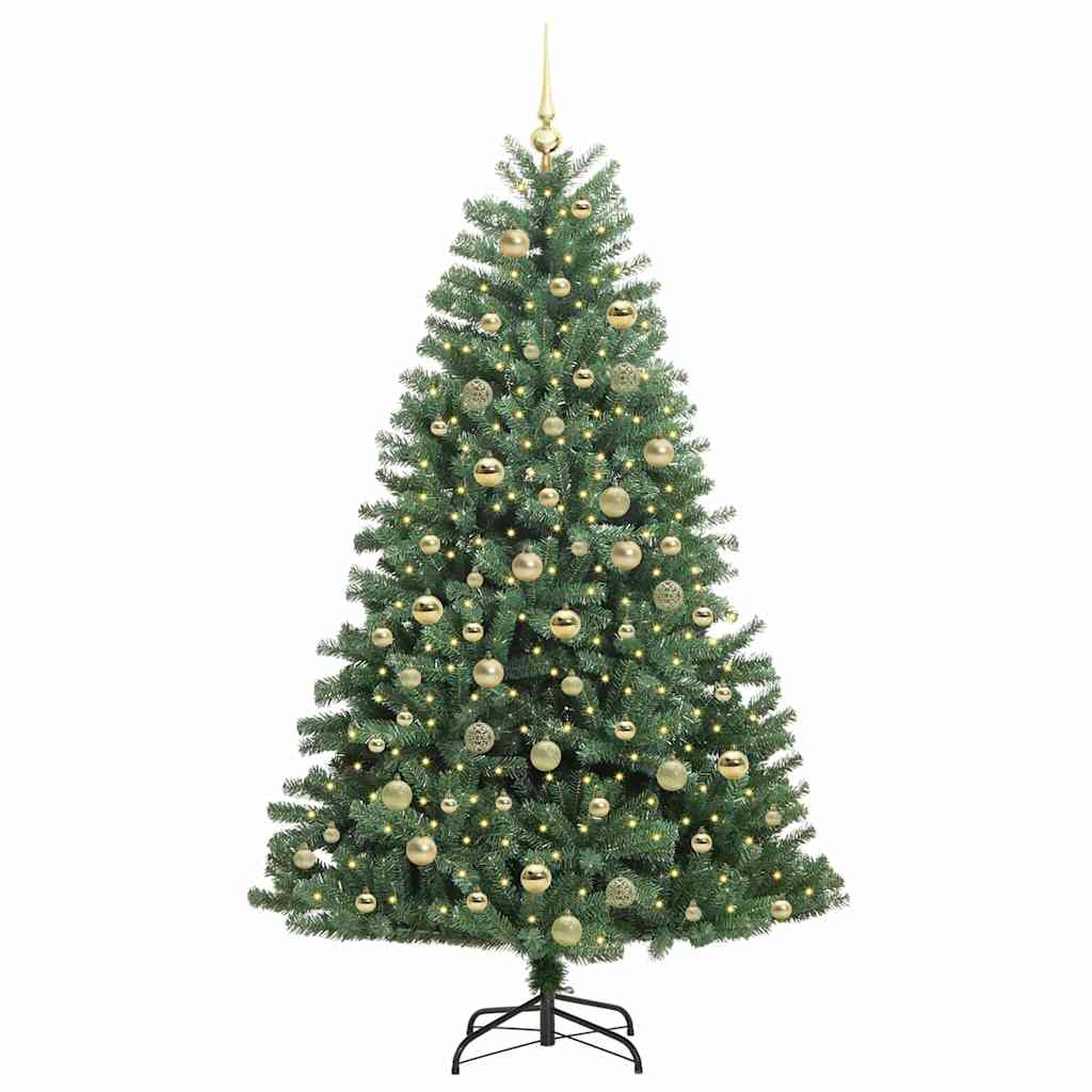 vidaXL Artificial Hinged Christmas Tree Green 180 cm PVC and Metal 3