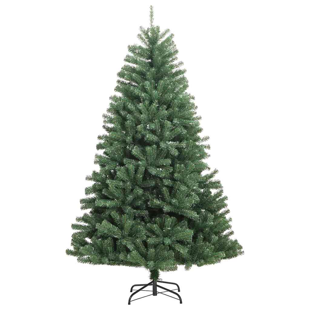 Artificial Hinged Christmas Tree PVC and Metal Green 240 cm with LEDs &red balls