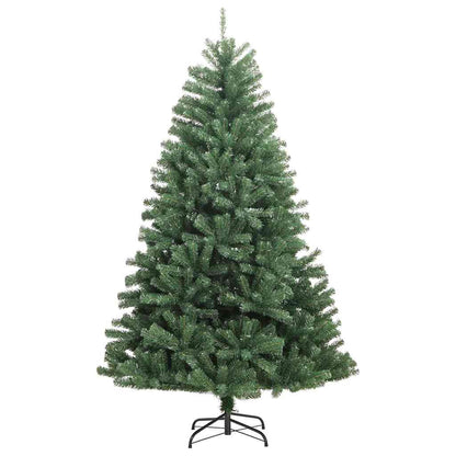 Artificial Hinged Christmas Tree PVC and Metal Green 240 cm with LEDs &red balls