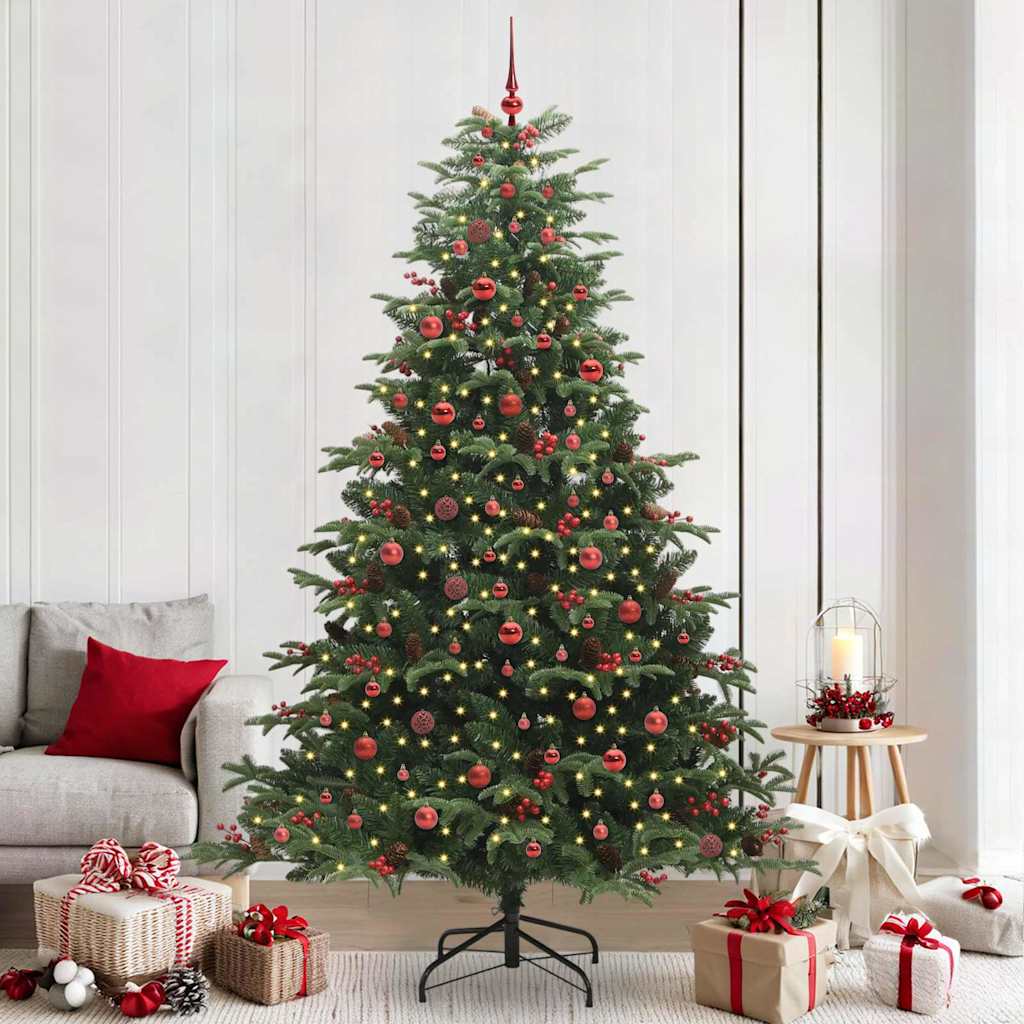 Artificial Christmas Tree with 300 LEDs with Stand Green 240 cm with LEDs &red balls