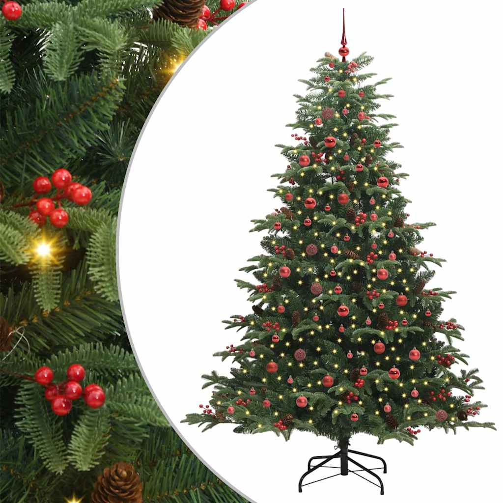 Artificial Christmas Tree with 300 LEDs with Stand Green 240 cm with LEDs &red balls