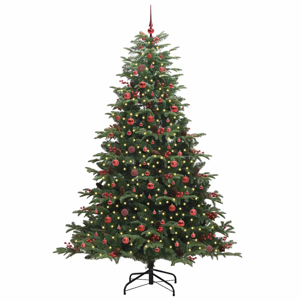 Artificial Christmas Tree with 300 LEDs with Stand Green 240 cm with LEDs &red balls