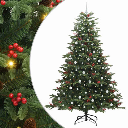 Artificial Christmas Tree with 300 LEDs with Stand Green 240 cm with LEDs &white balls