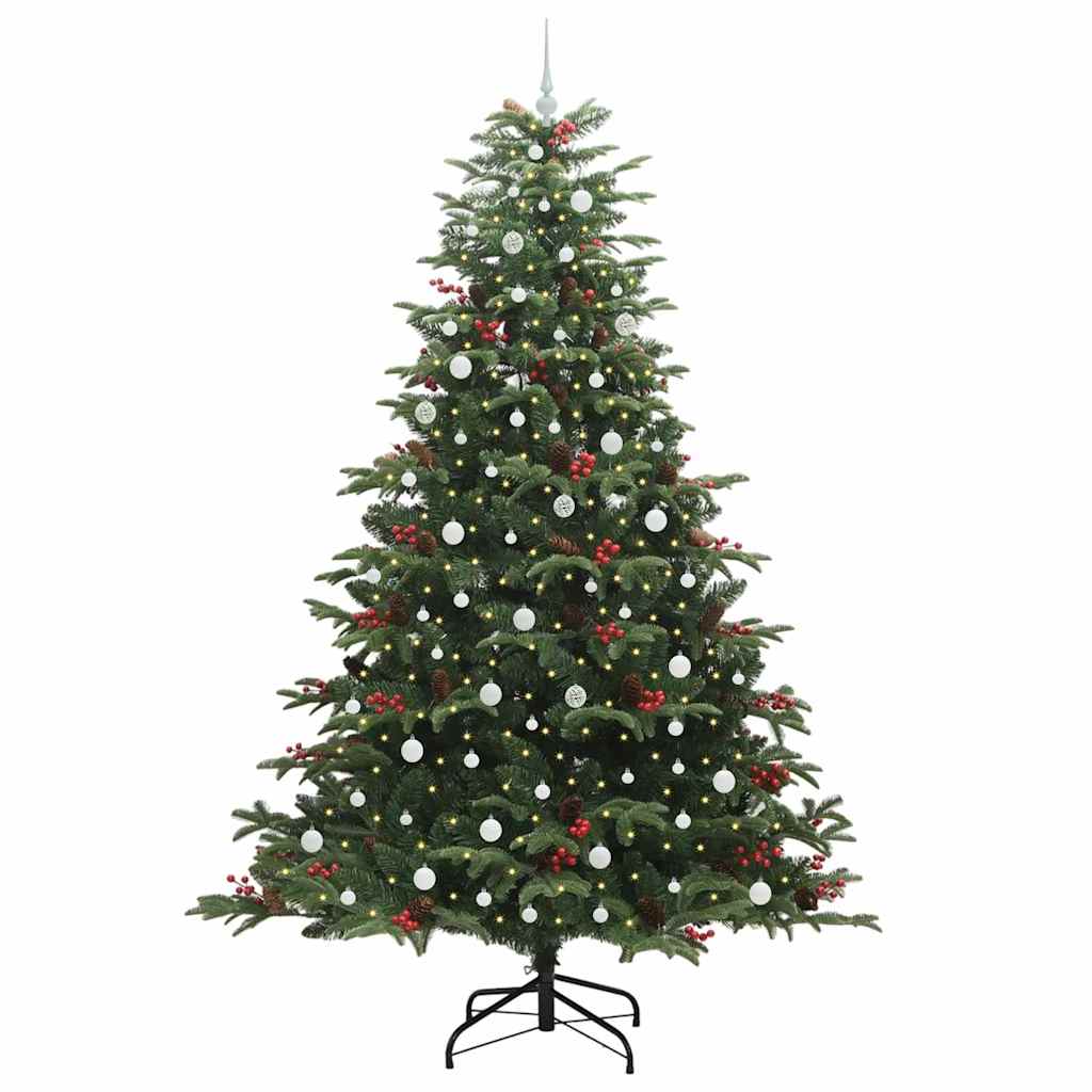 Artificial Christmas Tree with 300 LEDs with Stand Green 240 cm with LEDs &white balls