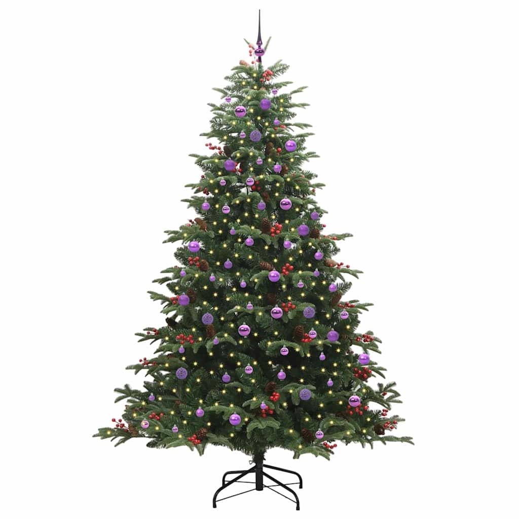 Artificial Christmas Tree with 300 LEDs with Stand Green 240 cm with LEDs &lilac balls