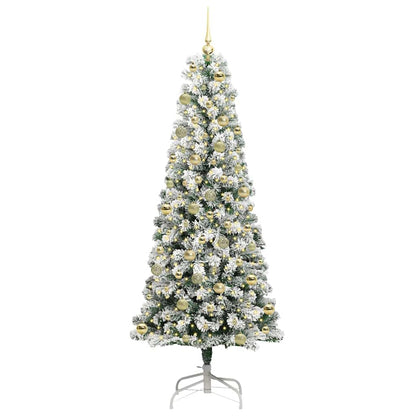 vidaXL Artificial Hinged Christmas Tree Green and White 210 cm 3