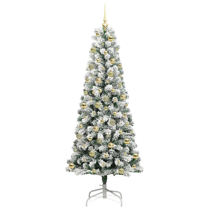 vidaXL Artificial Hinged Christmas Tree Green and White 210 cm 4