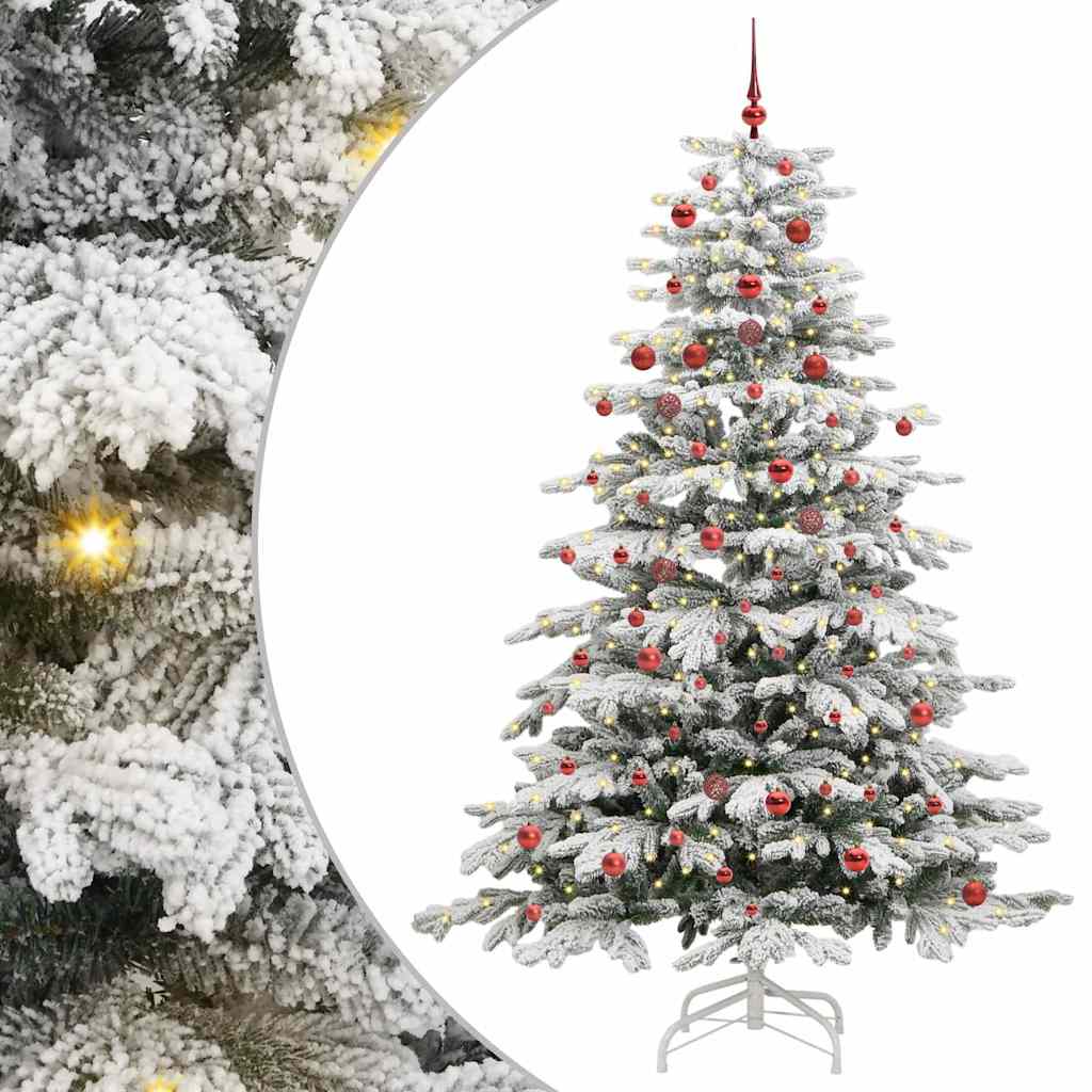 vidaXL Artificial Hinged Christmas Tree White 210 cm PE and PVC 1