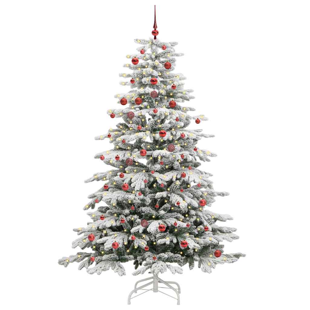 vidaXL Artificial Hinged Christmas Tree White 210 cm PE and PVC 2