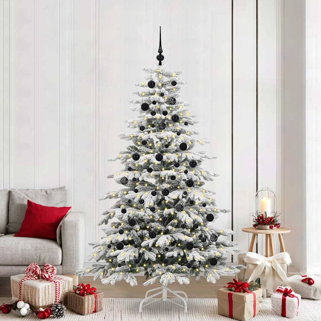 vidaXL Artificial Hinged Christmas Tree White 210 cm PE and PVC 1