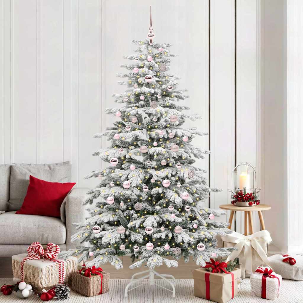 vidaXL Artificial Hinged Christmas Tree White 210 cm PE and PVC 1