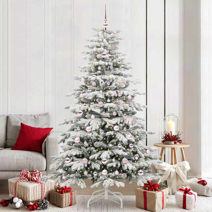 vidaXL Artificial Hinged Christmas Tree White 210 cm PE and PVC 1